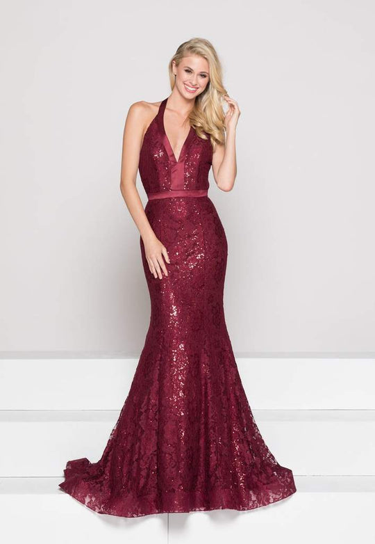 Colors Dress Halter Floral Backless Mermaid Gown 1848 In Red