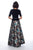 Decode 1.8 - 184913 Short Sleeve Queen Anne Floral Jacquard Gown In Gray and Print