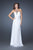 La Femme - 18499 Gorgeously Ornate Halter Empire Evening Gown In White