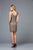 Scala - 48877 Lattice Motif Short Sheath Dress In Gray and Silver
