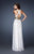 La Femme - 18504 V-Neck Metallic Empire Waist Gown In White and Gold