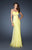 La Femme - 18509 Crystal Ornate Cutout Gown In Yellow