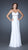 La Femme - Ruched Sweetheart Sheath Empire Gown with Adorned Bands 18519  In White