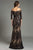 Feriani Couture - 18528 Printed Off Shoulder Long Gown In Black and Neutral