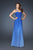 La Femme - 18529 Beaded Halter A-line Dress In Blue