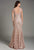 Feriani Couture - 18532 Floral Lace Cap Sleeves Long Dress In Pink