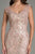 Feriani Couture - 18532 Floral Lace Cap Sleeves Long Dress In Pink