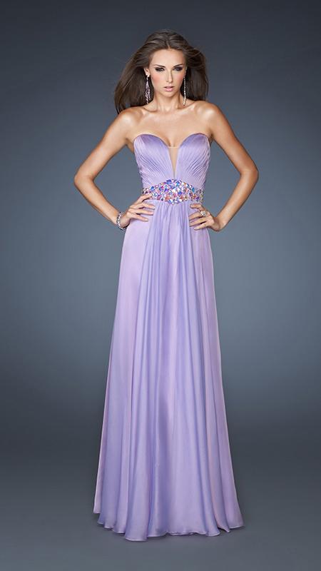 La Femme - Crystal Embellished Sweetheart Chiffon A-Line Gown 18533 In Purple