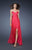 La Femme - 18541 Bejeweled V-neck A-line Dress In Pink