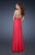 La Femme - 18541 Bejeweled V-neck A-line Dress In Pink