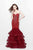 Primavera Couture - Scrumptious Strapless Sweetheart Tiered Mermaid Gown 1854 in Red