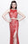 Primavera Couture - Two Piece Sequined Long Dress with Slit 1855 in Red