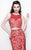Primavera Couture - Two Piece Sequined Long Dress with Slit 1855 in Red