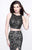 Primavera Couture - Two Piece Sequined Long Dress with Slit 1855 in Black