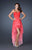 La Femme - 18557 Pleated Strapless Layered High Low Dress In Red
