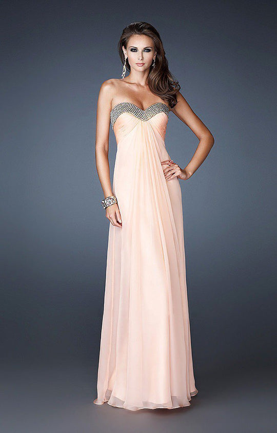La Femme - 18566 Spectacular Strapless Sweetheart Evening Gown In Orange and Neutral