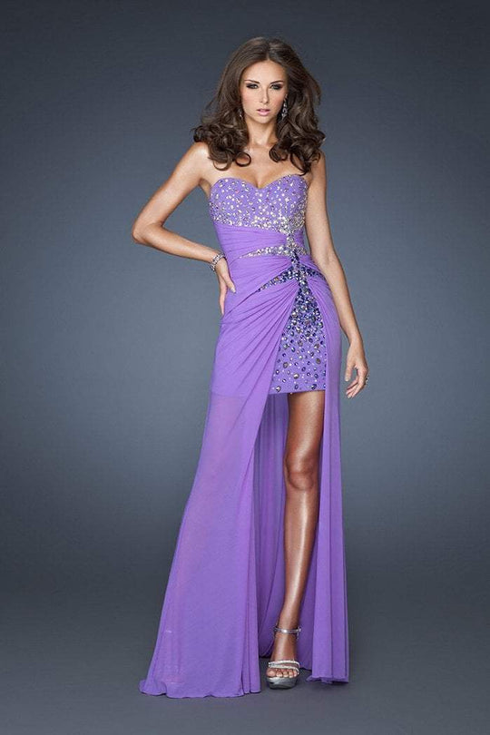 Gigi - 18567 Embellished Ruched Sweetheart Dress In Purple