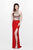 Primavera Couture - Gorgeous High Illusion Two-Piece Sheath Gown 1857 in Neutral and Red