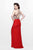 Primavera Couture - Gorgeous High Illusion Two-Piece Sheath Gown 1857 in Neutral and Red