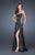 La Femme - 18594 Side Beaded Strapless Chiffon Gown In Black and Neutral