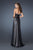 La Femme - 18594 Side Beaded Strapless Chiffon Gown In Black and Neutral