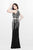 Primavera Couture - Elegant Two-Piece Jewel Illusion Sheath Gown 1859 in Black and Silver