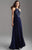 Sequin Embroidered Halter A-Line Evening Gown 18-605 in Blue