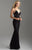 Madison James - 18-607 V Neckline Thin Strap Lace Evening Dress In Black