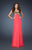 La Femme - 18608 Gold Clad Strapless Sweetheart Empire Waist Gown In Red