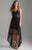 Madison James - 18-608 Embroidered Spaghetti Strap High Low Gown In Black