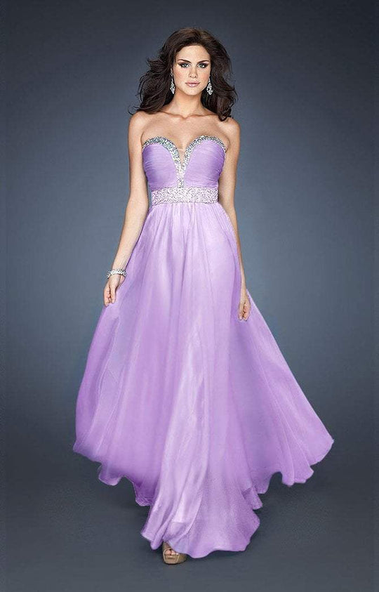 La Femme - 18609 Crystal Clad Strapless Sweetheart Gown In Purple