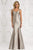 Feriani Couture - 18609 Beaded Cap Sleeve Mermaid Dress  In Silver