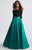 Madison James - 18-609 Off the Shoulder Full A-Line Mikado Dress In Black and Green