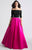 Madison James - 18-609 Off the Shoulder Full A-Line Mikado Dress In Black and Pink