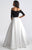 Madison James - 18-609 Off the Shoulder Full A-Line Mikado Dress In Black and White