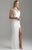 Madison James - 18-614 Crystal Garlanded Illusion High Neck Gown In White