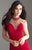Madison James - 18-614 Crystal Garlanded Illusion High Neck Gown In Red