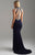 Madison James - 18-614 Crystal Garlanded Illusion High Neck Gown In Blue