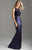 Madison James - 18-615 Illusion Bodice Sequined Sheath Gown In Blue