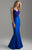 Madison James - 18-617 Beaded Sleeveless Mikado Trumpet Gown In Blue