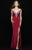 Madison James - 18-618 Cap Sleeve Jewel Accented Plunging V-Neck Gown In Red