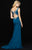 Madison James - 18-618 Cap Sleeve Jewel Accented Plunging V-Neck Gown In Blue and Green