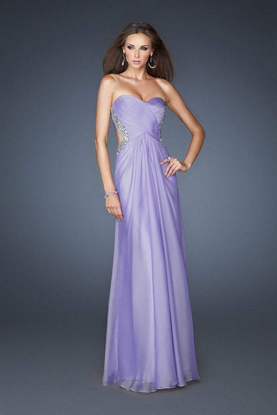 La Femme - 18619 Beaded Sweetheart Chiffon A-line Dress In Purple