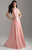 Madison James - 18-621 Beaded Halter Neck Lace and Chiffon Gown In Pink