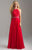 Madison James - 18-621 Beaded Halter Neck Lace and Chiffon Gown In Orange and Red