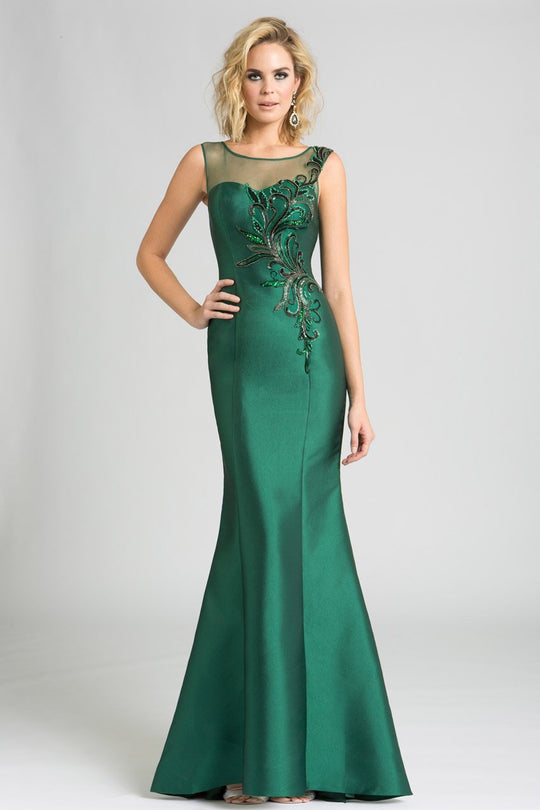 Feriani Couture - 18624 Beaded Illusion Bateau Sheath Dress  In Green