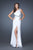 La Femme - 18635 Embellished Asymmetric A-line Dress In White