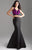 Madison James - 18-637 Two Piece Crop Top Mikado Mermaid Gown In Pink and Black