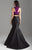 Madison James - 18-637 Two Piece Crop Top Mikado Mermaid Gown In Pink and Black