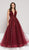 Colors Dress - Embellished Halter Metallic Mesh Ballgown 1863 in Red